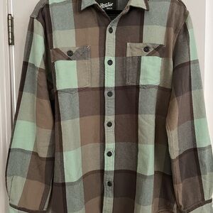 Howler Brothers Mint and Brown Plaid Shirt